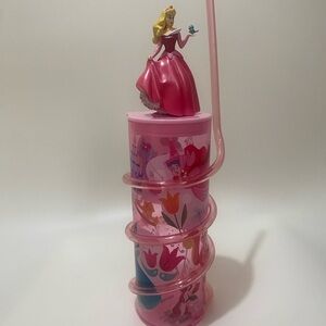 Vintage Disney Princess Aurora Kids Reusable Cup With Straw Attached